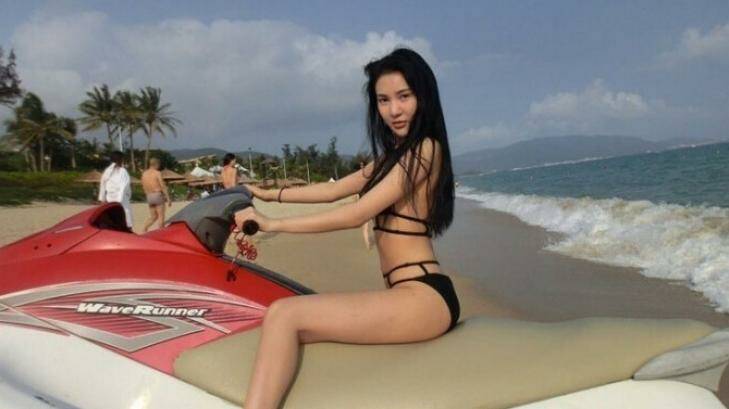 Guo Meimei living the high life, here, seen on a jet-ski. Photo: Supplied