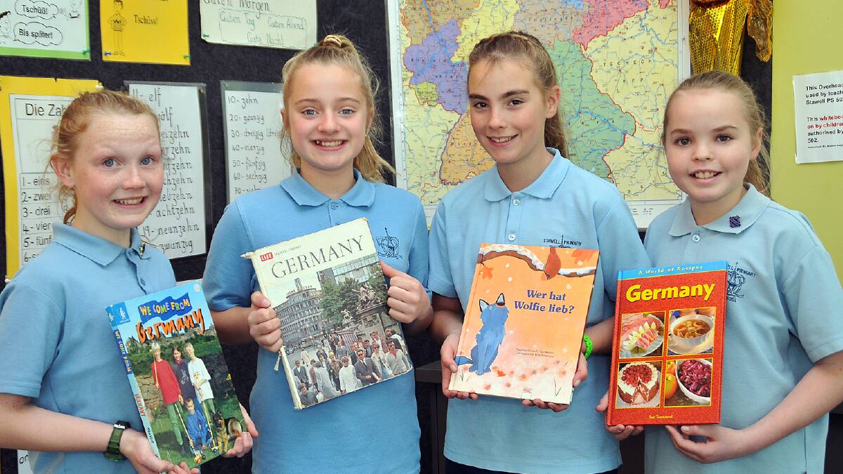 Stawell Primary School grade fi ve and six students who will be competing in the state German Poetry finals in Melbourne this weekend (L-R) Tahlia, Laura, Olivia and Leilanie. Picture: KERRI KINGSTON.