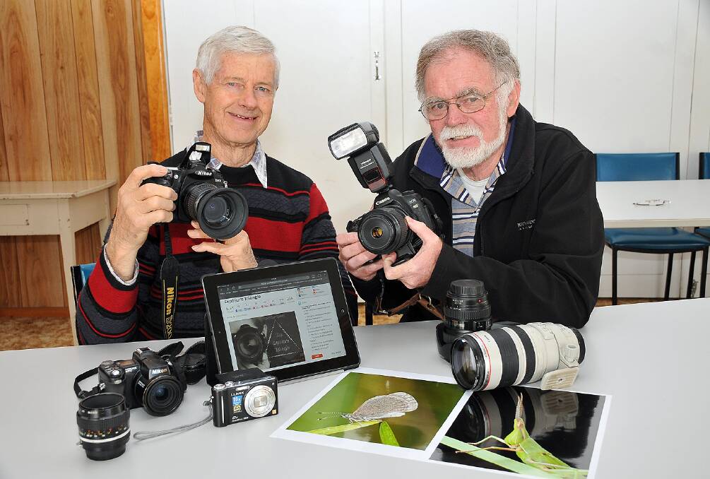 Stawell Camera Club members John Simpkin and John Tiddy are preparing to conduct the Basic Photography Skills Course which is open to all interested members of the public. Picture: KERRI KINGSTON
