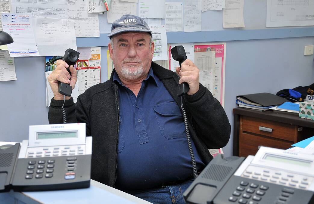 Bruce Shuttleworth's Stawell business has had no access to phone and fax services for a week. Picture: KERRI KINGSTON