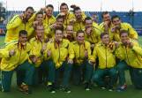 HOCKEY, DAY 11: The Australia team celebrate with their Gold Medals after winning the Men's Gold Medal Match. Photo: GETTY IMAGES