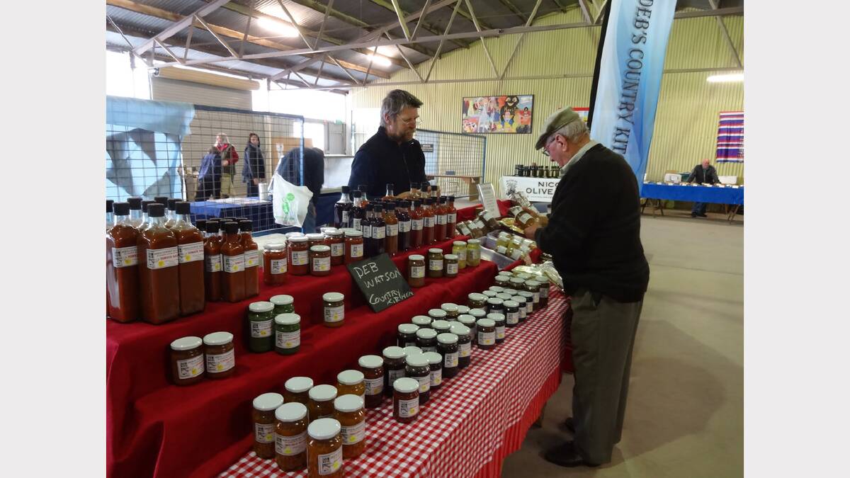 Choose from the range of jams, sauces, pasties, cakes and biscuits at Deb Watson's Country Kitchen stall.