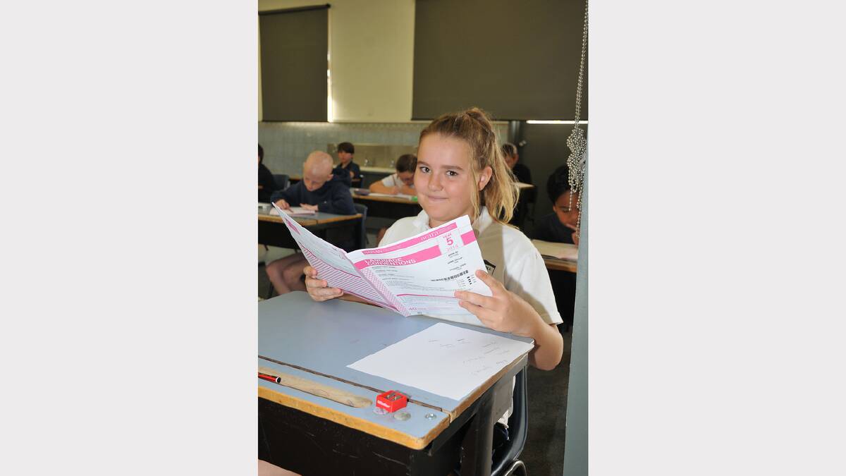 Dakota studies her NAPLAN test at Stawell West Primary School.