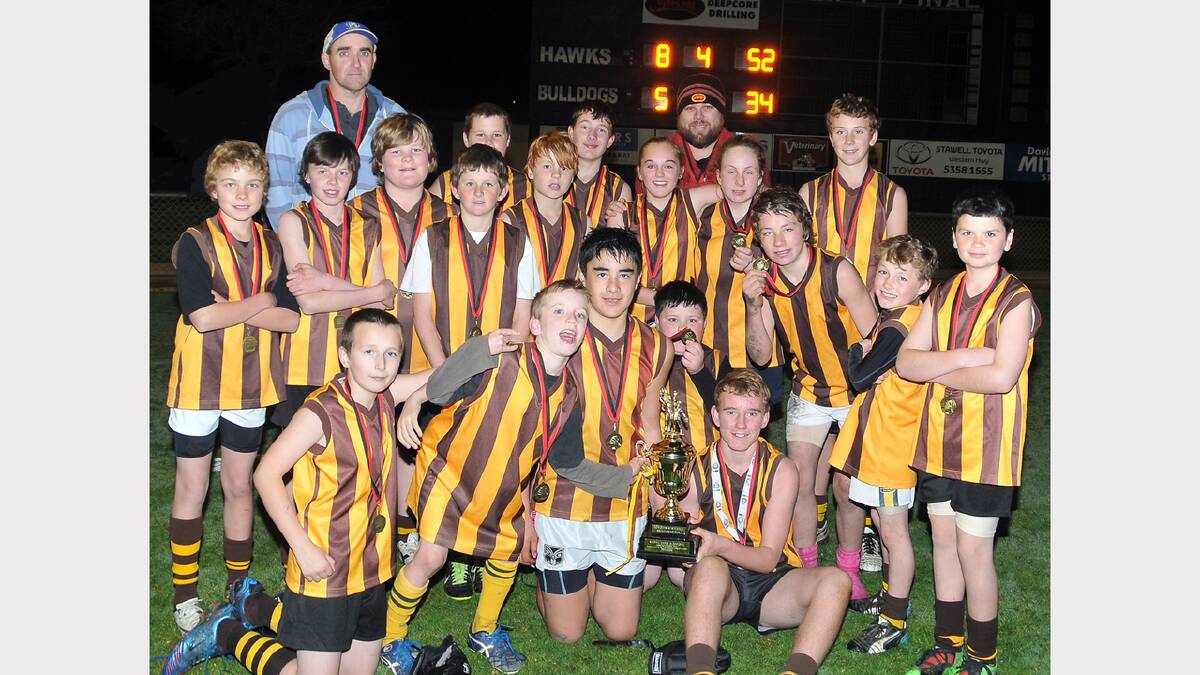 The Hawks premiership team after their win in the Stawell 13 and Under Football Association grand final.