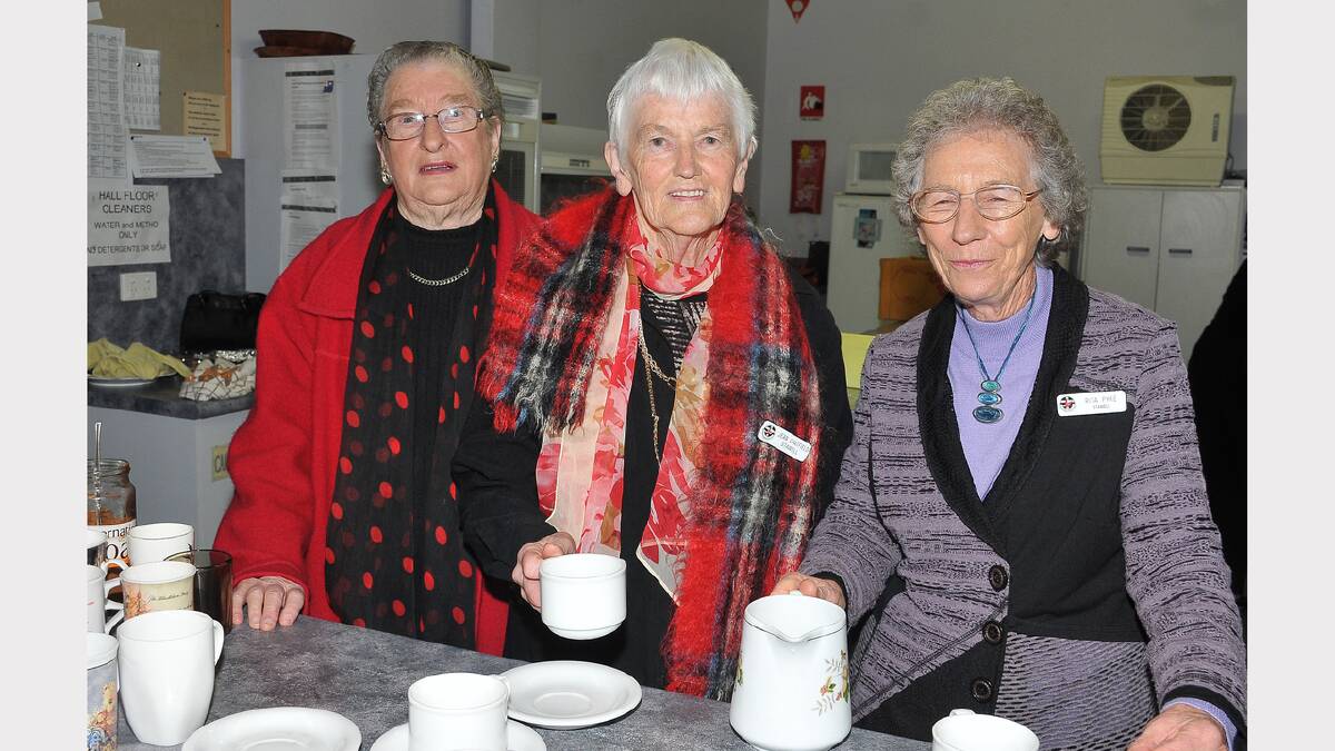 Serving from the kitchen L-R Joan Peel, Jean Chatfield and Rita Pyke.