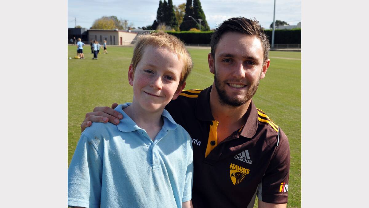 Jack Gunston poses for a photograph with his namesake Jack from Stawell Primary School.