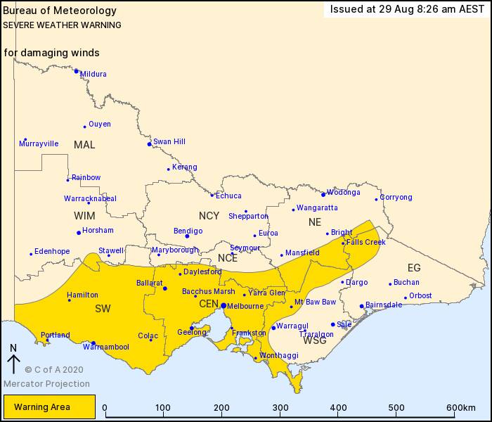 Damaging winds are expected for parts of the state. Picture: BUREAU OF METEOROLOGY
