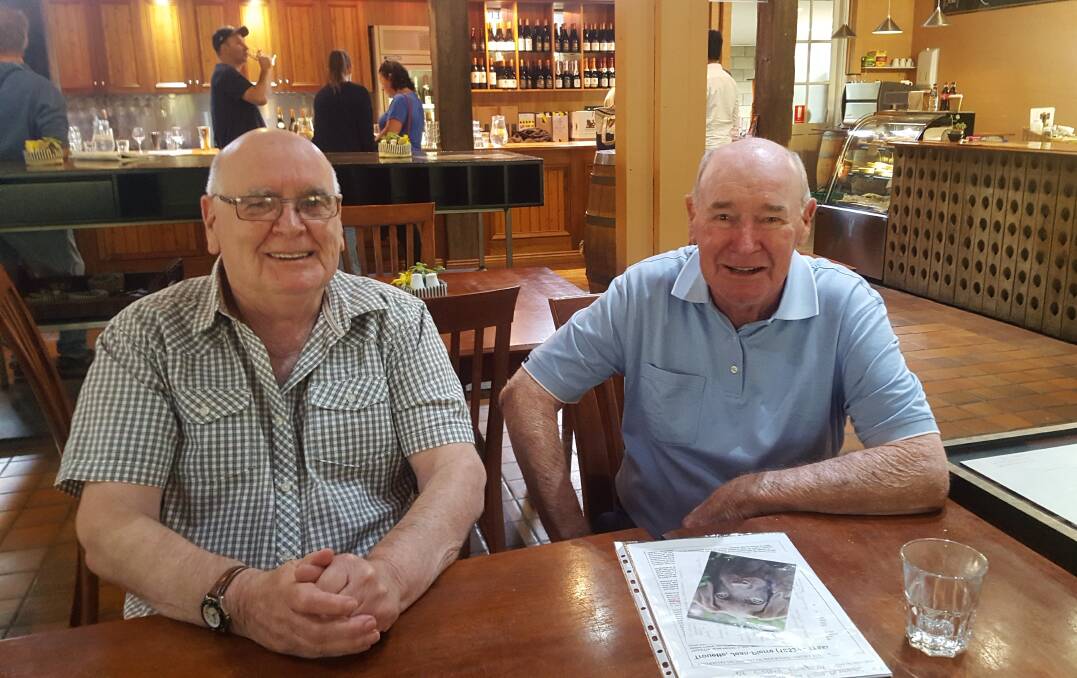 LOOKING BACK: Brothers Dale Blampied (left) and Robin Blampied recently visited their father’s birthplace at Great Western. 