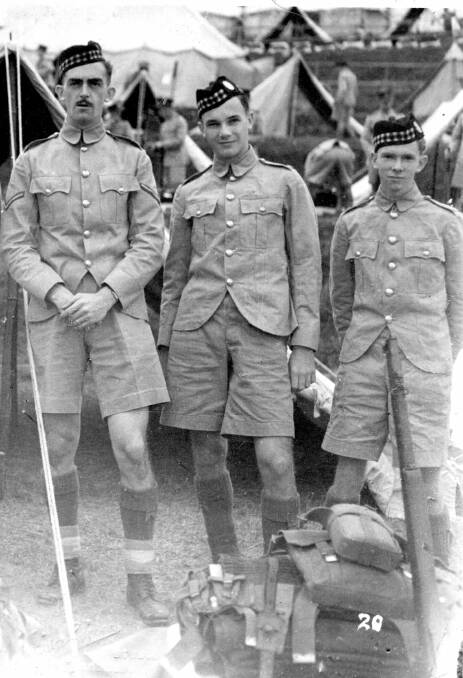 SERVICE: Robert Lapsley (centre) during his service with the Hong Kong Volunteer Defence Corp, No. 2 Scottish Company during World War II. Picture: Supplied