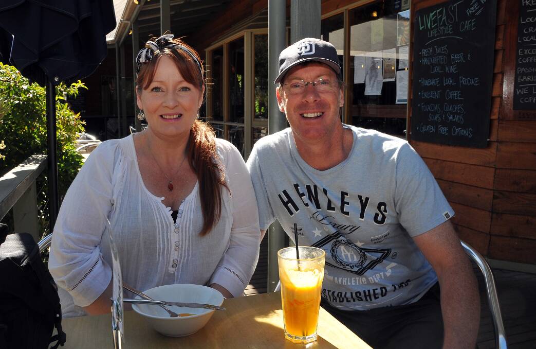 Geelong's Julie and Grant Sizer made a special trip to Halls Gap to support the town in the wake of the fire threat.