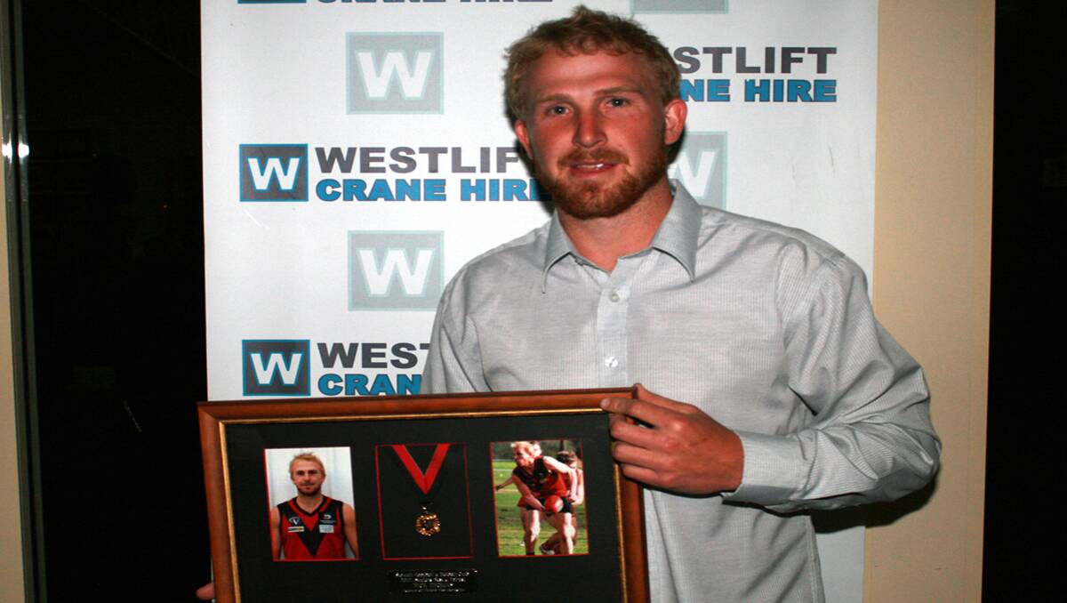Nick Thomas, winner of the Stawell Football Club 2012 best and fairest award. 