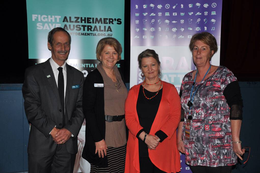 National ambassador for Alzheimer's Australia Sue Pieters-Hawke (third from left) is pictured with L-R Councillor Barry Marrow, Alzheimer's Australia dementia consultant Glenda Hipwell and Susan Power from Grampians Community Health, following her address at the Stawell Entertainment Centre. Picture: MARCUS MARROW